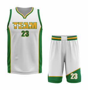 Ensemble d'uniformes de basket-ball d'équipe, maillot sans manches à col en V sublimé, short, séchage rapide, unisexe, adulte, 100% polyester - Product Image 3