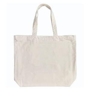 Sac fourre-tout en coton 100% avec soufflet et longues poignées, réutilisable, naturel, pour le shopping, avec logo personnalisé pour les commandes en gros - Product Image 5