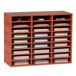 Organizzatore per Libri in Legno con 27 Scomparti, Ripiani Regolabili in MDF per Casa, Ufficio e Scuola - Product Image 1