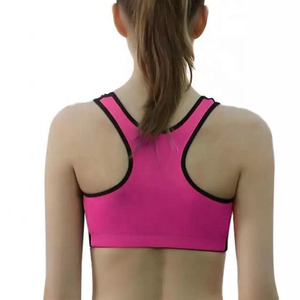 Soutien-gorge de sport pour femme rose et noir en spandex, dos nageur, maintien élevé, coussinets amovibles, sans coutures, respirant, avec fermeture éclair frontale, pour fitness et yoga - Product Image 2