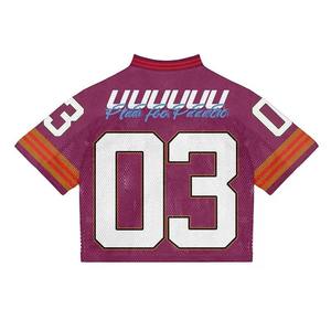เสื้อฟุตบอลอเมริกันสีม่วงแบบคอวี พิมพ์ลายแบบซับลิเมชั่น ระบายอากาศได้ดี สำหรับผู้ชาย แขนสั้น เบอร์ 03 หมายเลขทีม - Product Image 2