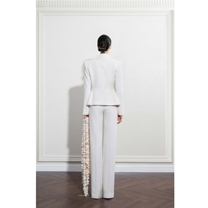 Nuevos Pantalones Anchos para Mujer, Pantalones Relajados NOIR, Jacquard Color Arena, 61% Rayón, 39% Algodón, Pantalones Rectos para Mujer, Vietnam - Product Image 5