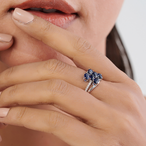 Anillo de Boda de Oro Blanco Sólido de 14K con Zafiro Azul Real y Diamantes, Diseño Moderno, Precio de Fábrica al por Mayor, Proveedor de Joyería - Product Image 4