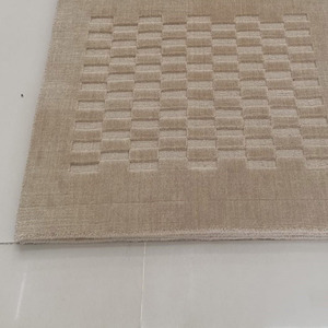 Tapis en laine tissé à la main moderne au prix d'usine |   Tapis en damier beige texturé 3D |   Vente en gros, taille personnalisée et échantillon disponibles, cadeau - Product Image 3