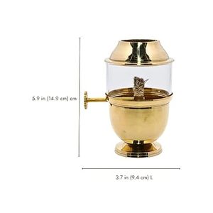 Lámpara Akhand Diya de latón con cubierta de vidrio resistente al calor para actividades religiosas - Product Image 5