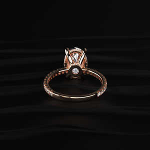 Anillo de Boda de Oro Rosa con Moissanita Ovalada de 3.35CT, Joyería Fina Hecha a Mano para Comerciantes y Revendedores de Joyería a Nivel Mundial - Product Image 4