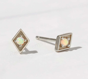 Natural Ethiopian Opal Handmade 18K Gold Plated 925 <b>Silver</b> 4mm Round Prong Set Designer <b>Stud</b> Earrings Fine Jewelry Gift Women's - Product Image 4