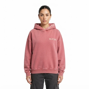 Sweat-shirt à capuche en molleton rose poudré délavé pour femme, avec poche kangourou, coupe oversize, style streetwear décontracté - Product Image 1