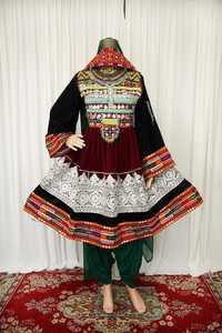 Robe ethnique afghane Kuchi modeste, brodée à la main, inspirée des défilés, à manches longues, col haut, en tissu mousseline, robe afghane Kuchi - Product Image 2