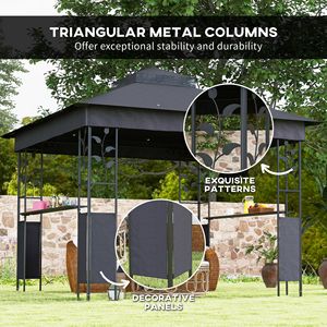 Gazebo da Giardino 3x3m con Doppio Tetto, Protezione UV30+, Ripiani e Zanzariera per Esterni, Prato, Cortile, Terrazza, Villa - Product Image 6