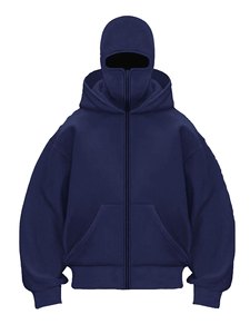 Sweat à capuche balaclava demi-zip pour homme, style contrasté High Street, pour l'hiver et l'extérieur, en velours 100% coton numérique, personnalisé double - Product Image 3