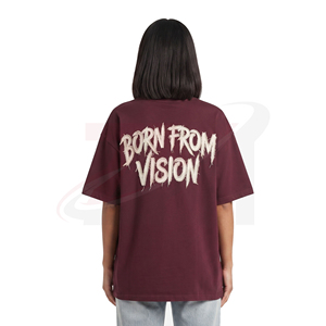 เสื้อยืดโอเวอร์ไซส์สำหรับผู้หญิง แบรนด์ Born From Vision คอกลม แขนสั้น ทรงหลวม ผ้าคอตตอนเจอร์ซีย์ 100% ดีไซน์ปักลาย - Product Image 3