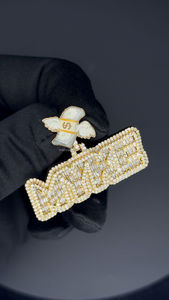 Bijoux Hip Hop personnalisés pendentif pour homme en argent sterling 925 massif taille baguette pendentif lettre glacé caution en dollar personnalisé - Product Image 2