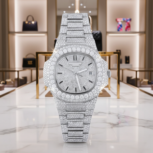 Reloj de Lujo con Diamantes, Caja Cuadrada de Acero Inoxidable de 39 mm, Movimiento de Cuarzo Analógico, Unisex, Cierre Oculto, Esfera de Cristal, Uso Diario - Product Image 1