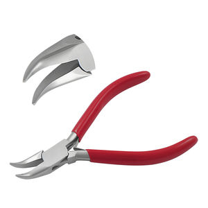 130mm Stainless Steel Bent Chain Nose <b>Pliers</b> PVC Handles Smooth Jaws Spring Circlip Crimping Cutting Jewelry Making DIY Crafts - Product Image 1