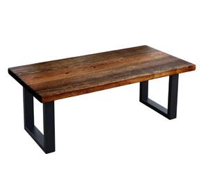 2025 mode élégant Antique noir Table basse mangue bois haut métal pieds fabriqué industriel Wabi-sabi poli pour vivre - Product Image 1