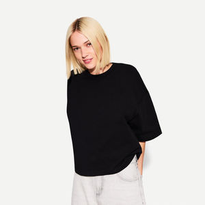 Camiseta de algodón 100% personalizada, de manga corta, corte holgado y extragrande, con logo OEM, antiencogimiento, para mujer, talla grande, con hombros caídos. - Product Image 2