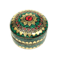 Organisateur de bijoux personnalisé fait main en aluminium, boîte à bibelots de style vintage de forme ronde pour la décoration de la maison, boîte de rangement