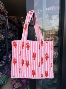 Bolso Tote de Algodón a Rayas Azules y Blancas con Estampado Floral para Mujer, con Cierre de Cremallera Aislado, para Uso en Invierno y Primavera - Product Image 2