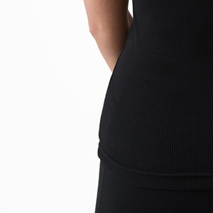Camiseta sin mangas de algodón/spandex acanalada, transpirable, de secado rápido y ecológica para mujer, cuello redondo, corte regular, ideal para verano. - Product Image 2
