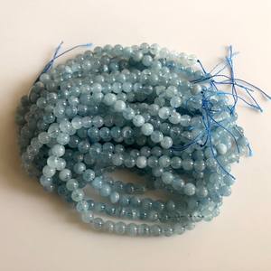 Cuentas de Piedra Preciosa Redondas y Lisas de Aguamarina Azul Natural para la Elaboración de Joyas, Hilo de Piedras Sueltas de Alta Calidad - Product Image 5