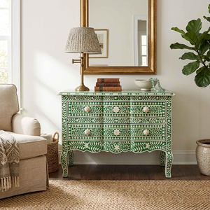 Table console en os incrusté, style Art Déco, motif floral, chambre à coucher, salon, par B H Brothers - Product Image 1