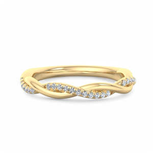 Anillo Infinito Trenzado con Diamantes Cultivados en Laboratorio, Banda de Diamantes Pavé, Oro de 14K/18K, Diseño de Cuerda Apilable, Anillo de Boda para Mujer - Product Image 1