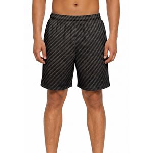 Shorts Deportivos para Hombre al por Mayor, 100% Poliéster Transpirable, con Diseño de Micro Cuadros Texturizados en Negro, de Secado Rápido, con Estampado por Sublimación - Product Image 1