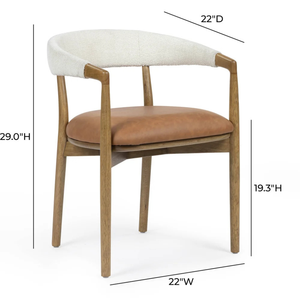 Chaise de salle à manger moderne en bois avec assise en cuir et dossier rembourré, design mid-century, mobilier pour la maison - Product Image 6