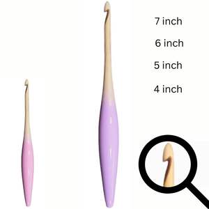 Crochet ergonomique en bois à la main Crochet outils de tricot couture poignée colorée à la mode - Product Image 4