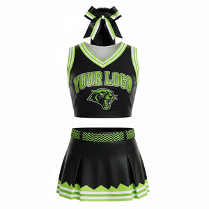 Uniforme personnalisé pour équipe de cheerleading féminine, tissu polyester respirant à séchage rapide, haut dos nageur, jupe à taille élastique, sports scolaires - Product Image 4