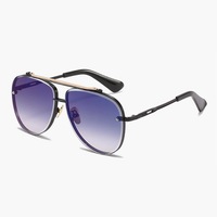 Lunettes de soleil tendance en métal à double pont, verres PC, monture intégrale, protection UV400, légères, unisexe, prêtes à l'emploi (RTS)