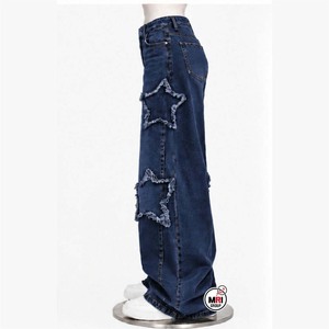 Wholesale <b>Mens</b> High Waist Wide Leg Ripped Star Distressed Denim Pants Street Style Cotton <b>Trousers</b> Casual Side Pockets Quick Dry - Product Image 5