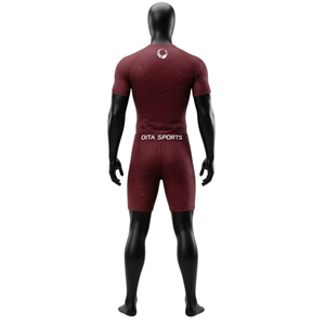 Ensemble de t-shirt et short de compression pour homme, blanc et bordeaux, séchage rapide, extensible, fitness, gym, entraînement, course à pied, vêtements de sport athlétiques - Product Image 2