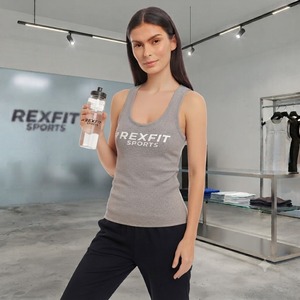 REXFITSPORTS 2026 Camiseta sin Mangas Acanalada para Mujer con Logotipo Personalizado, Ajustada, para Gimnasio, Deportes, Transpirable, de Algodón, Informal - Product Image 2