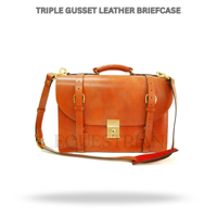 Porte-documents Triple Gusset en Cuir Véritable pour Ordinateur Portable, Idéal pour les Voyages, les Activités de Plein Air et les Affaires, avec Fermeture Éclair