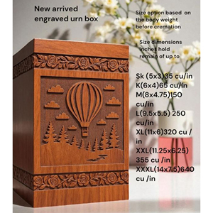 Handcrafted Wooden Cremation Urn: Hot Air Balloon & Floral Carving, Personalized Memorial urn Memorial Keepsake by AYAANS - Product Image 6