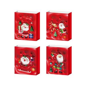 Set di 12 Sacchetti Regalo Rossi con Design Natalizio a Cartone Animato, con Manici, Misure Assortite per Feste di Compleanno, 12 Pezzi per Regalini - Product Image 1