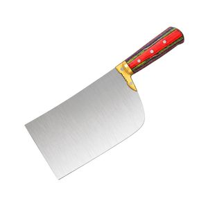 Couteaux de cuisine à lame argentée avec manche riveté rouge, vert, noir et poinçon doré pour hacher, trancher et préparer les légumes - Product Image 3