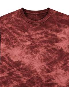 Deep Maroon Ice Dye T Shirt Men Round Neck Short Sleeve Cotton Casual Streetwear Vintage Wash Custom OEM Wholesale Tee Supplier - Product Image 3