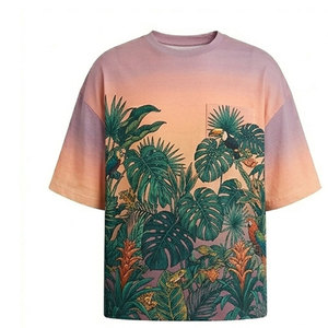 เสื้อยืดพิมพ์ลายคลาสสิกทรงโอเวอร์ไซส์สำหรับผู้ชาย ผ้าถักด้านหน้า แห้งเร็ว ระบายอากาศได้ดี ทรงหลวม สไตล์ลำลอง สตรีทแฟชั่น ใส่ได้ทุกวัน - Product Image 1