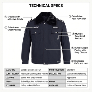 Camisa de Uniforme de Seguridad Unisex Azul Marino Transpirable de Poliéster Elite Vanguard International con Bolsillos y Tecnología Antipunzones Sin Costuras - Product Image 4