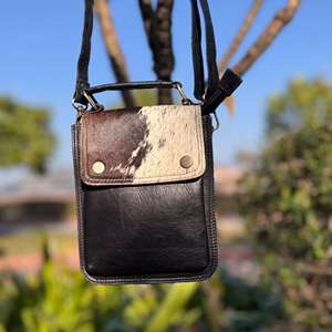 Bolso de Pecho de Cuero Vacuno de Lujo, Bolso Bandolera de Piel Natural con Pelo, Bolso Cruzado con Estampado Vaquero, Bolso de Hombro de Viaje LCB-0208 - Product Image 1