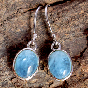 S925 Sterling Silver Aquamarine Lapis Lazuli Gemstone Drop <b>Earrings</b> Bezel Set Oval Minimalist Women's Everyday Wear Fine Jewelry - Product Image 6
