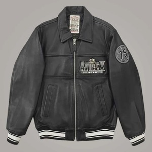 Avirex Aviator King 75 <b>Sheepskin</b> Leather Bomber <b>Jacket</b> for Men - Product Image 1