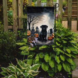 Drapeau de jardin multicolore Spooky Halloween Carlin noir Design pour boîte aux lettres Bannière décorative Patio Artwork pour parterres de fleurs Jardin - Product Image 2