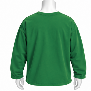 Camiseta de Manga Larga Oversize Verde Bosque con Efecto Lavado, Hombros Caídos, Estilo Casual Urbano, Ajuste Relajado - Product Image 2
