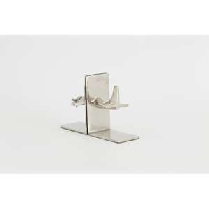 Porte-livres en forme d'avion argenté, décoration de table, décoration de salon, artisanat, porte-livres pour livres, organisateur de journaux - Product Image 2