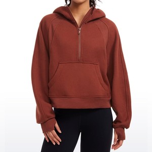 <b>Women</b> <b>Quarter</b> <b>Zip</b> <b>Sweatshirt</b> Premium Cotton Blend Pullover Long Sleeve Wholesale OEM Custom Apparel - Product Image 3