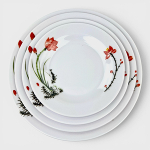 Ensemble bol et soucoupe en mélamine, design minimaliste peint à la main, assiettes rondes, durables, pour les fêtes - Product Image 6